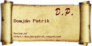 Domján Patrik névjegykártya